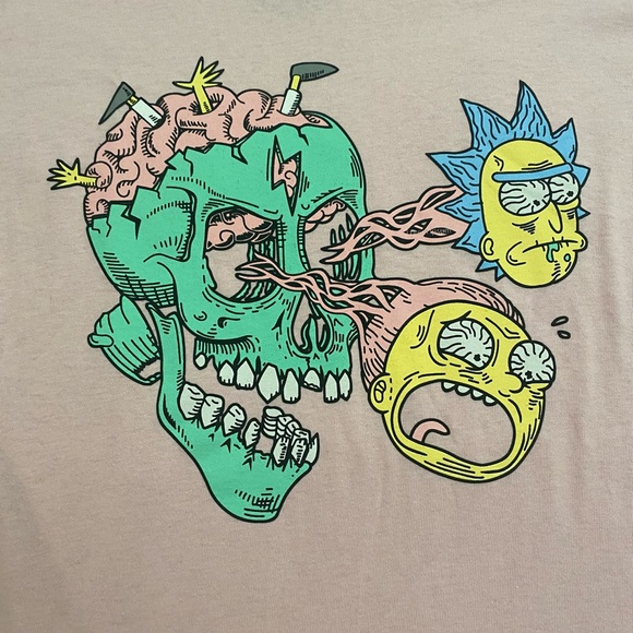 Rick and Morty Cartoon Network pink skull t-shirt NWT - Picture 2 of 3